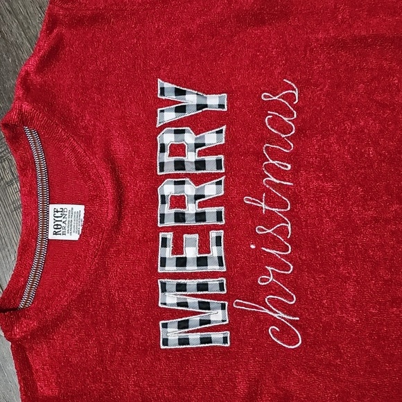 Royce Brand Women's Large Red Merry Christmas Long Sleeve Super Soft Top - Picture 2 of 4